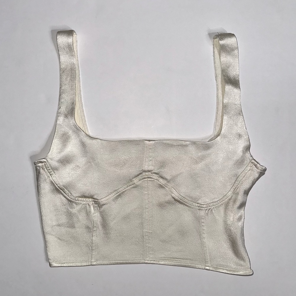 Zara Cream Satin Bustier Crop Top 🍦